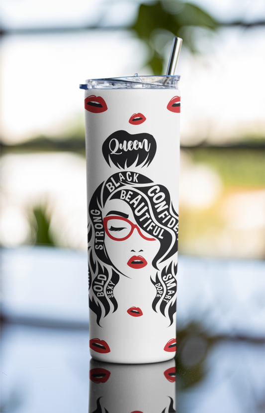 Curly Queen is All That, Pop of Red [Skinny Tumbler]