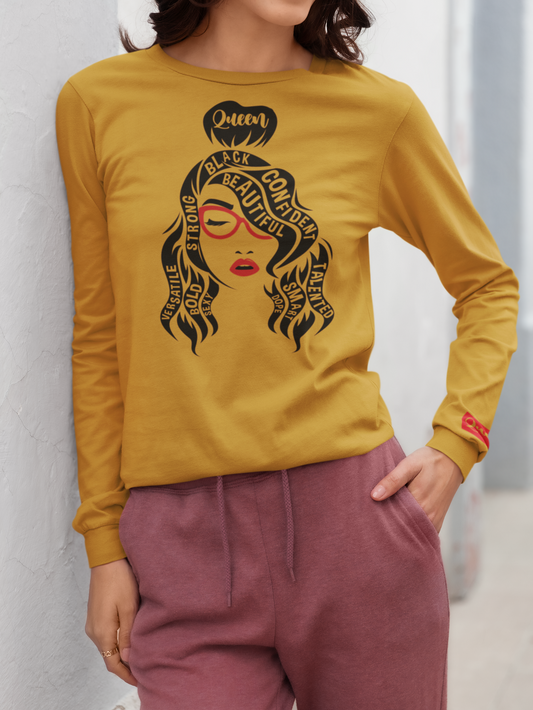 Curly Queen Is All That, Pop of Red [Longsleeve]
