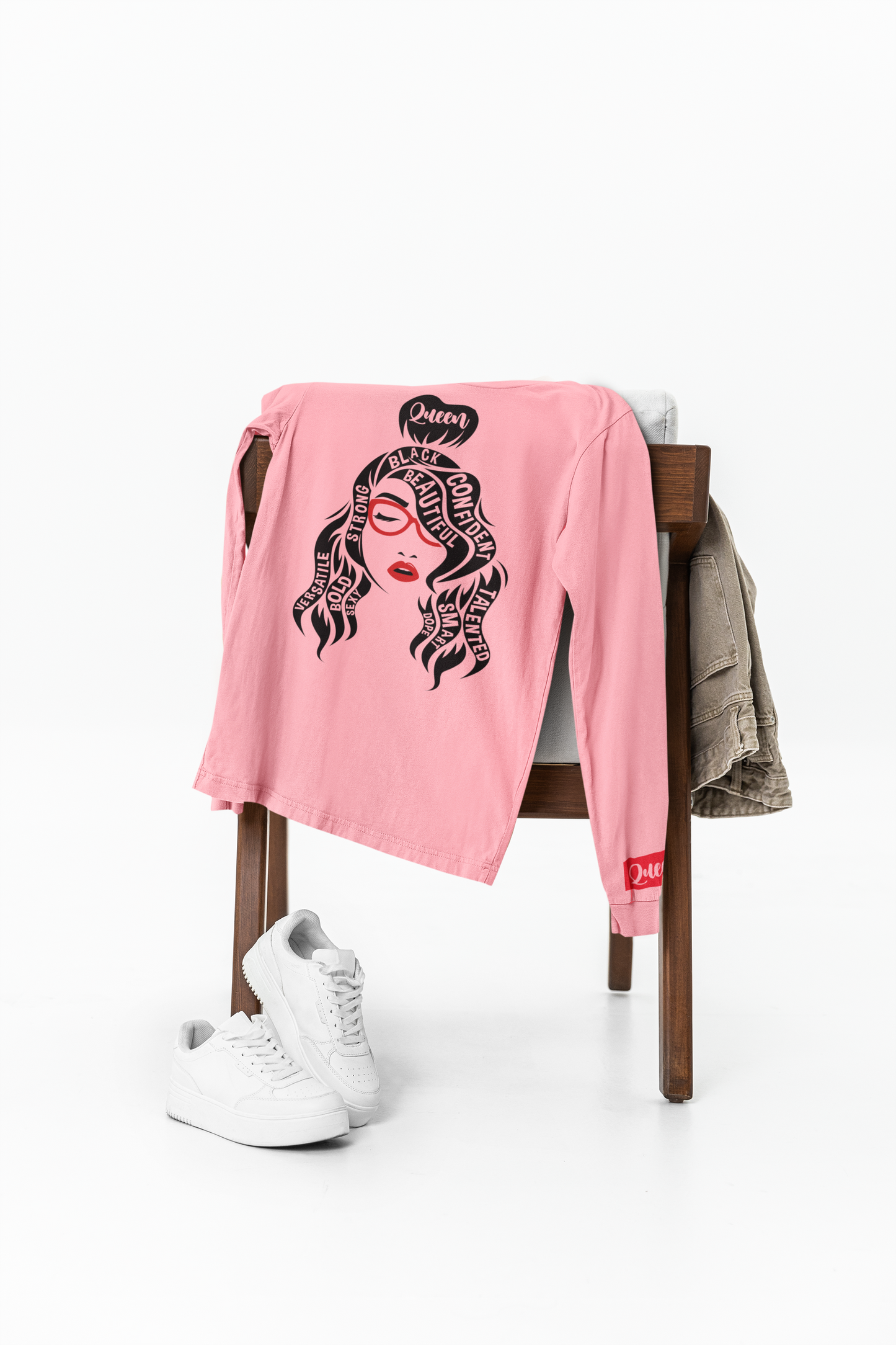 Curly Queen Is All That, Pop of Red [Longsleeve]