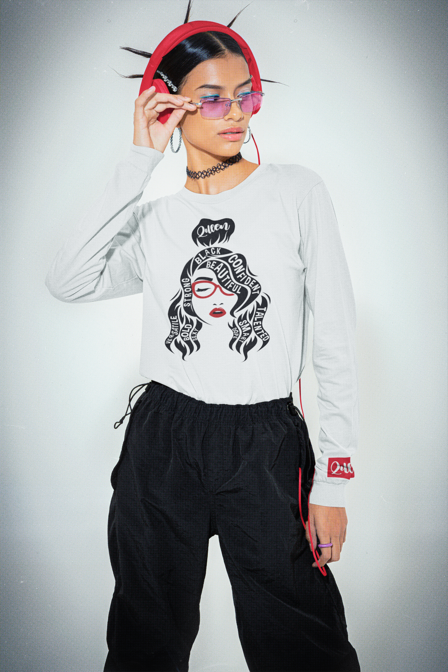 Curly Queen Is All That, Pop of Red [Longsleeve]