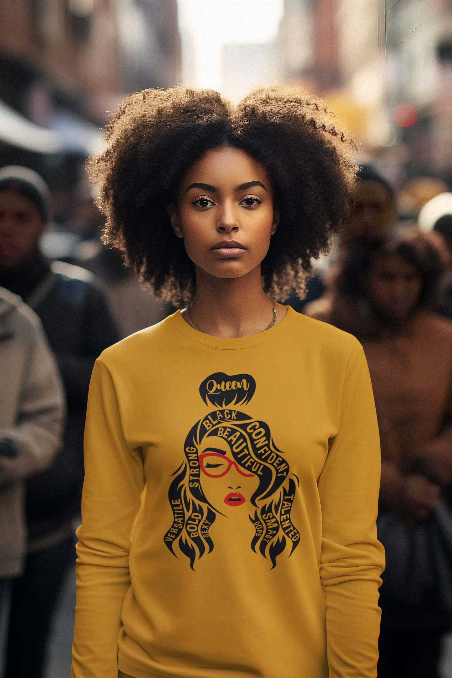 Curly Queen Is All That, Pop of Red [Longsleeve]