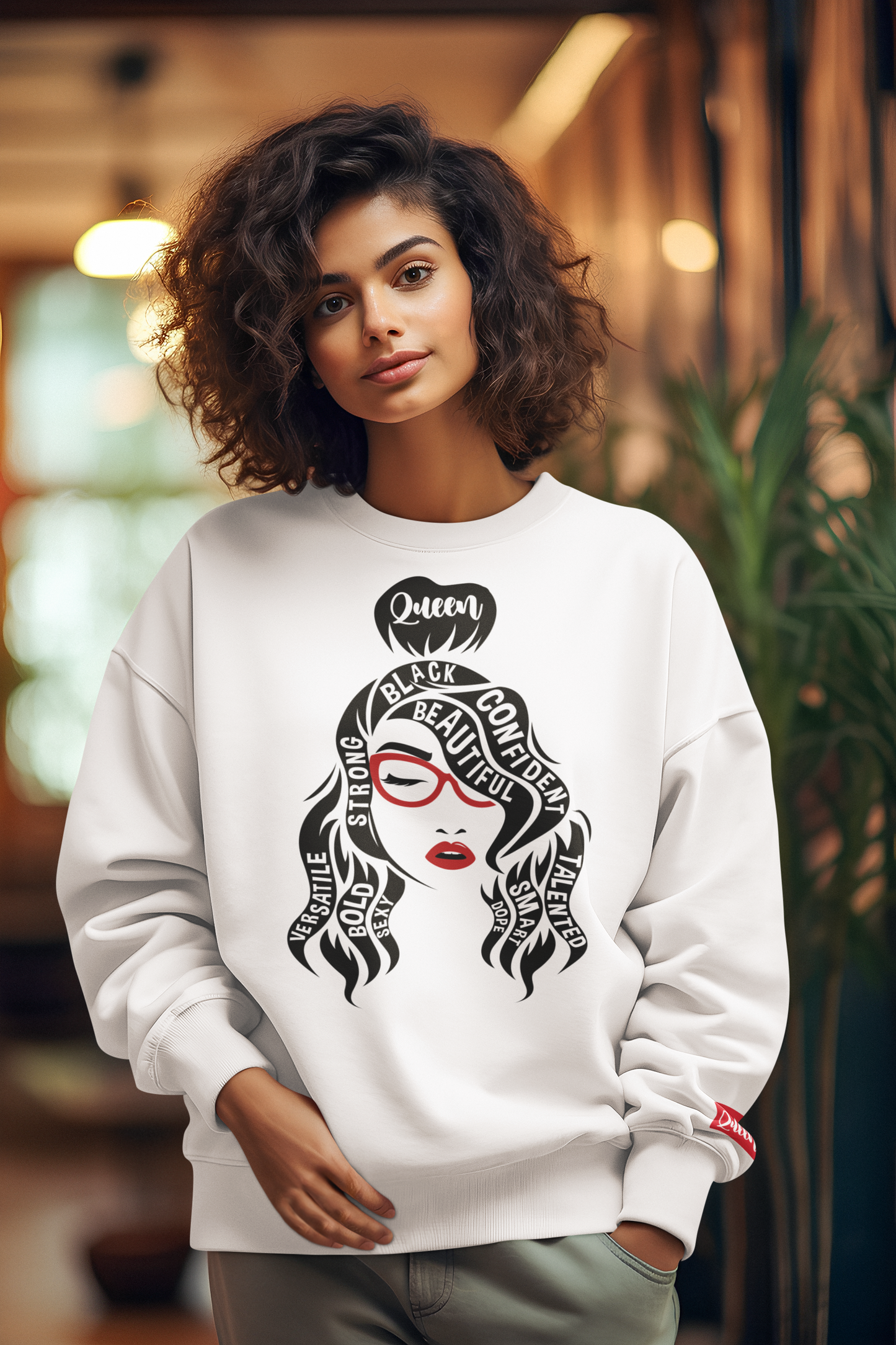 Curly Queen Is All That, Pop of Red [Sweatshirt]